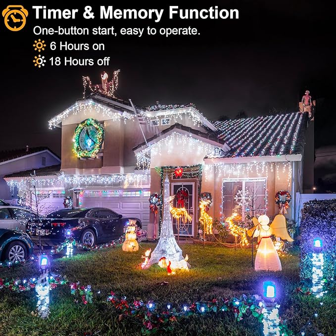 Icicle Lights for Outside 33ft 400 LED Icicle Christmas Lights Outdoor with 8 Modes 75 Drops Waterproof Plug in Fairy Curtain Lights with Timer for Party Holiday Wedding Decorations, Cool White