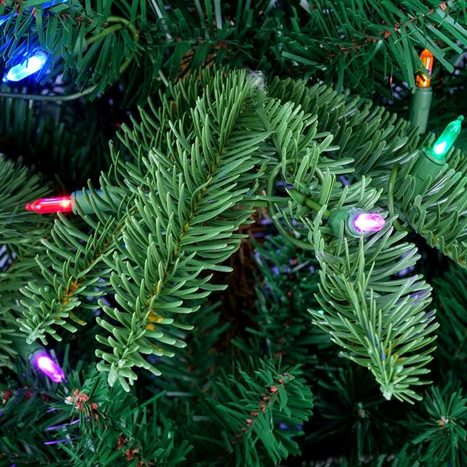 YULETIME 6.5ft Pre-Lit Christmas Tree, Realistic Spruce Holiday Decorative Tree with UL Listed 300 Multicolor LED Christmas Lights (6.5' Realistic Spruce Multicolor)