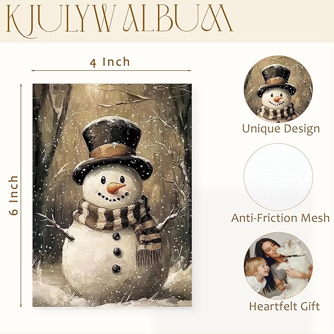 Christmas Photo Albums 4x6 inch Hold 36 Pictures, Rustic Farmhouse Christmas Snowman Winter Holiday Small Memory Photo Album Book for Baby Family Graduation Wedding Travel Vacation