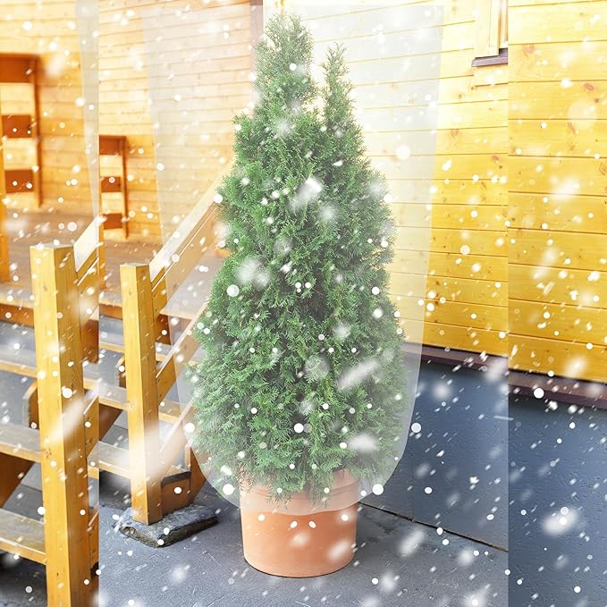 6 Pcs Winter Plant Covers Freeze Protection Small Plastic Clear Film Cover Shelter Bags Waterproof Frost Cloth for Outdoor Plants Greenhouse Garden Rain Frost Protection(39.4 x 59 Inch)