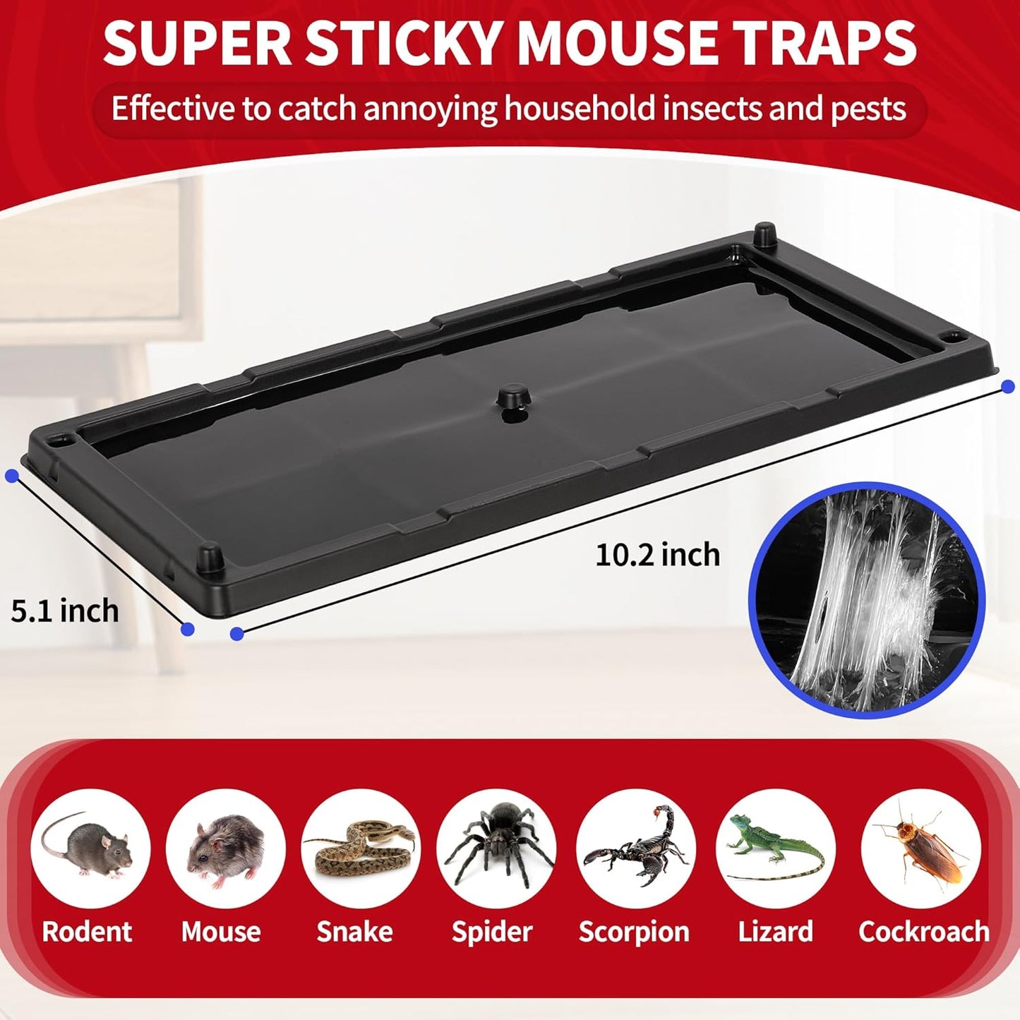 LULUCATCH Sticky Mouse Trap, 36 Pack Large Glue Traps, Pre-Baited Heavy Duty Non-Toxic Bulk Glue Boards Mouse Traps Indoor for Mice, Snakes, Rat, Insects, Cockroaches & Spiders, Pet Safe Easy to Use