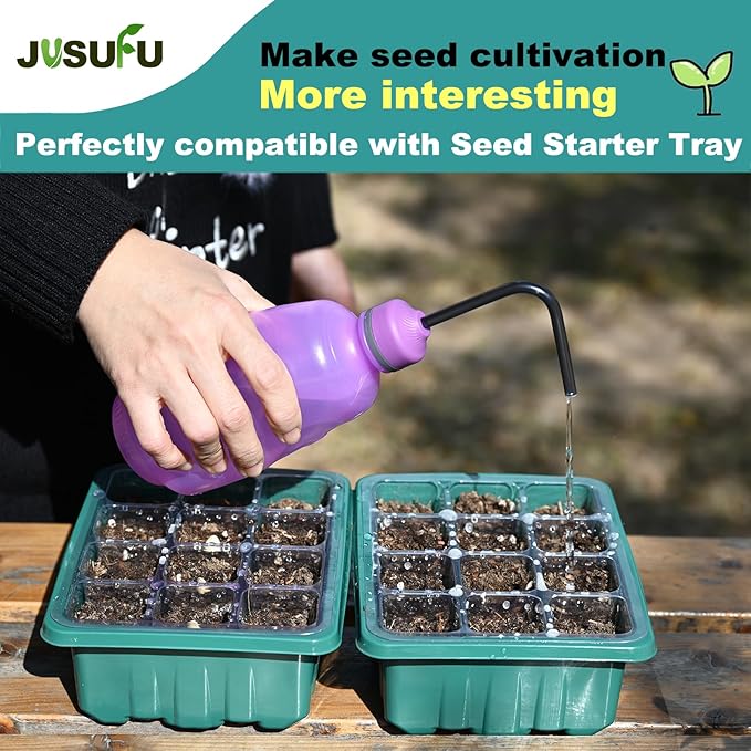 2 Pack Watering Can for Seedlings, Small Watering Can for House Plant Garden Flower 0.45L (Purple)