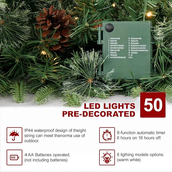 2FT Pre-lit Artificial Small Mini Christmas Tree with Warm White Multi-Color LED Lights, Remote Control and Timer, Perfect for Xmas Tabletop Decorations, Home, Kitchen, Dining Table top Green