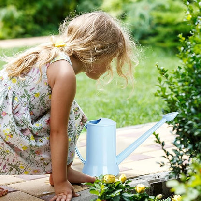 XXXFLOWER 1/2 Gallon Small Indoor Plant Watering Can, 2L Long Spout Removable Nozzle Flower Watering Pot for Office House Indoor Garden（Blue, 67 oz）