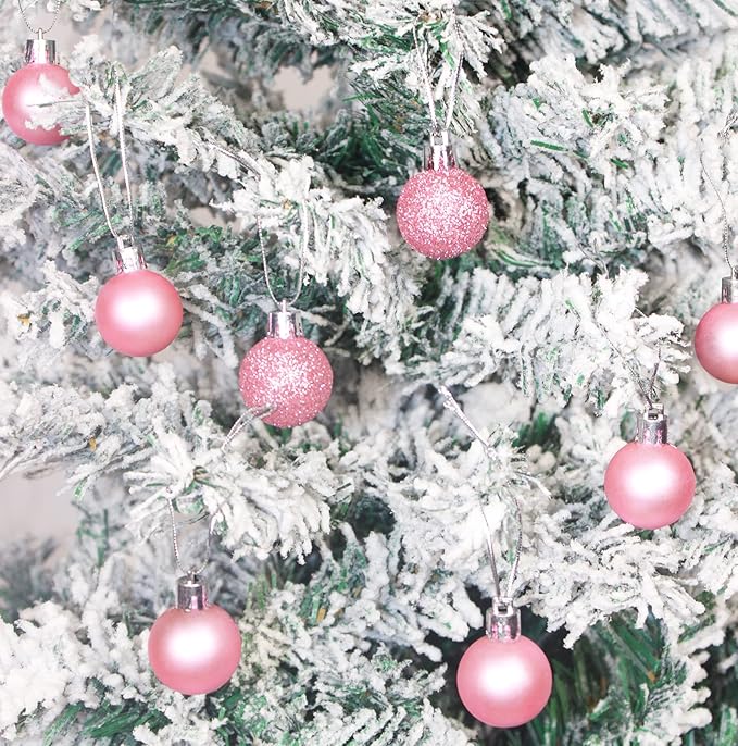 160 Pcs Christmas Balls Ornaments for Xmas Tree - Shatterproof Christmas Tree Decorations Small Hanging Ball 1.18" X 160 Pack (Pink)