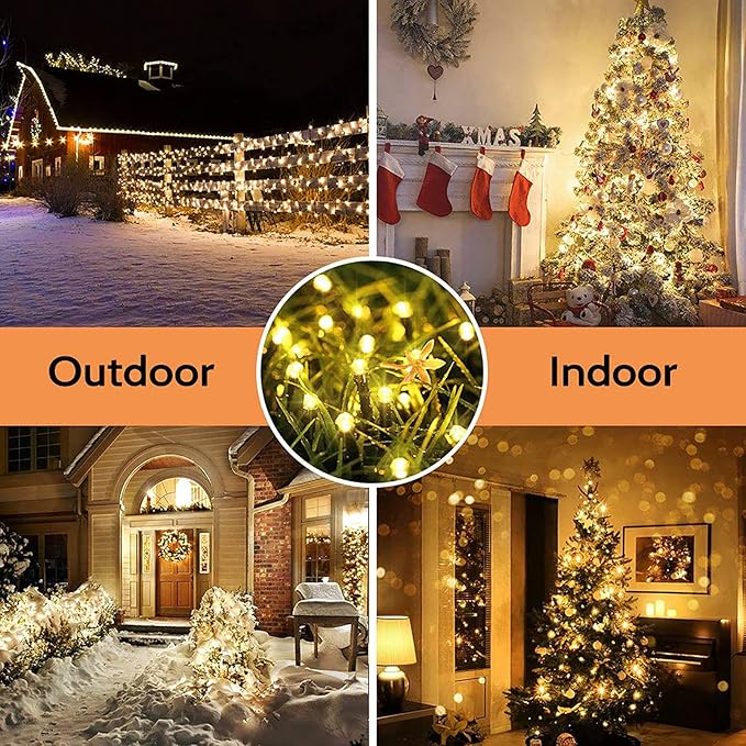 Toodour Christmas Lights Outdoor, 131ft 350 LED String Lights, Timer, Waterproof 8 Modes Outdoor Christmas String Light - Twinkle Light for Tree Home Garden Yard Wedding Party Xmas Decor(Warm White)
