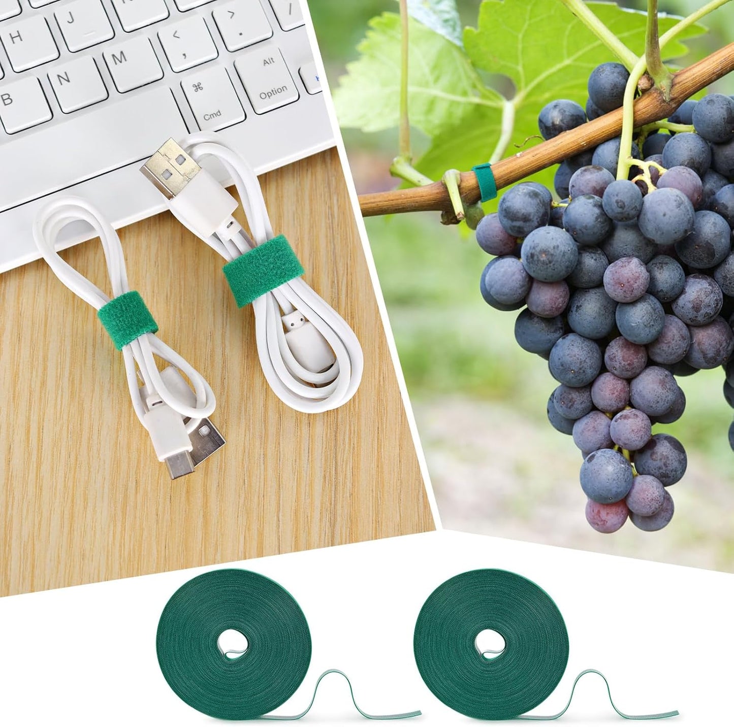 6 Rolls Garden Tie Tape, 196.8 Ft Lawn Plant Ties, Reusable Plant Garden Ties, 1/2''Plant Tape for Climbing Plants, Adjustable Plant Straps for Gardening, Home, Office (196.8 Feet)