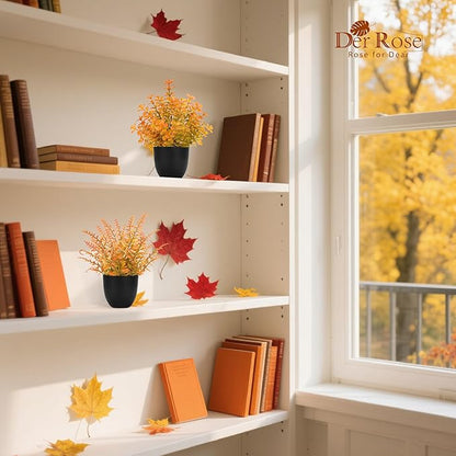 Der Rose Fall Fake Plants 4 Packs Artificial Plants Small Faux Plants Black Bathroom Accessories Fall Decorations for Home Bathroom Home Office Desk Fall Decor Indoor