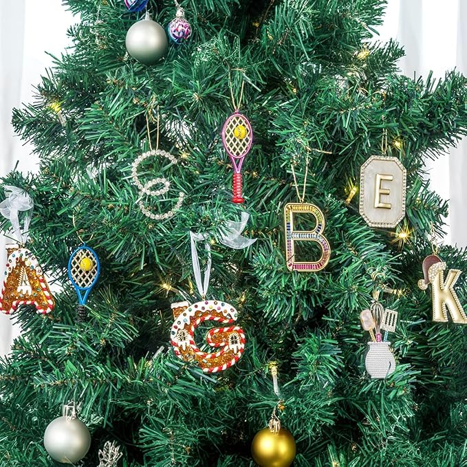 2025 Christmas Ornaments, Letter E Ornaments for Christmas Tree,Hanging Xmas Ornament for Mother Best Friends Sister Wife