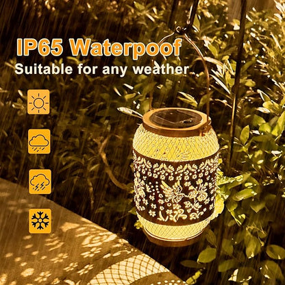 Solar Lantern Outdoor Waterproof,Birthday Gifts for Women Mom Grandma,Hummingbird Garden Decor,Metal Hanging Solar Lights Decorative for Christmas,Thanksgiving,Backyard,Patio,Porch,Lawn