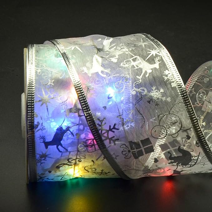 Christmas Decorations, 2.5Inch x 33Ft 100 Led Christmas Tree Ribbon Lights with Remote Control, Battery Operated & USB Powered 8 Lighting Modes Fairy String Lights with Timer for Xmas Decor