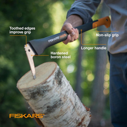 Fiskars 28" Hookaroon Saves Your Back - Lift, Drag, & Load Heavy Rounds of Firewood and Split Wood - Sharp and Lightweight Pick Tool for Logs - Pickaroon Logging Tool - Forestry Tools