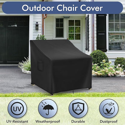 Adirondack Chair Covers Waterproof, Lawn Outdoor Chair Covers 2 Pack, Patio Chair Covers for Outdoor Furniture Fits up to 32W x 37D x 36H inches, Black