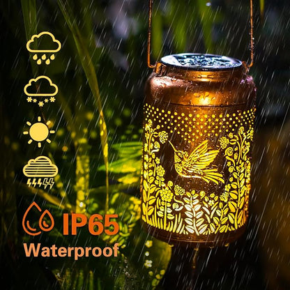 Hummingbird Solar Lanterns Outdoor Hanging Waterproof Solar Lights Hummingbird Gifts for Women Men Metal Bird Decorative LED Lanterns for Outside, Patio, Landscape, Yard Decor, Garden Decorations
