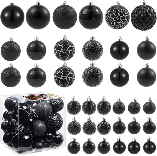 LANGXUN 36pcs Black Christmas Tree Decorations Balls, Bolas De Navidad, 2025 Christmas Decor, Indoor Outdoor Shatterproof Christmas Ornaments, Xmars Party Wedding Suppiles