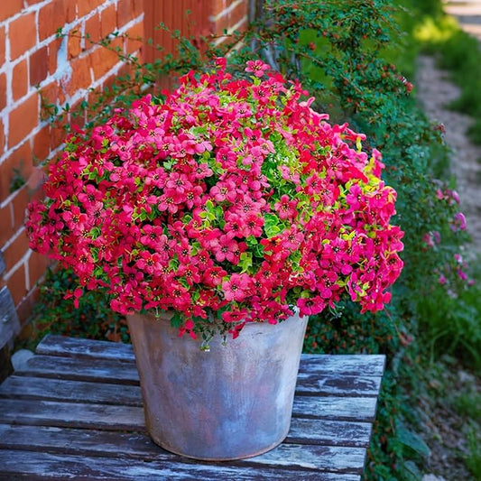 Artificial Fake Plants Flowers for Outdoor Outside Summer Decoration,16 Bundles No Fade UV Resistant Realistic Plastic Faux Silk Fake Daisy Plants for Outside Garden Home Planter Porch Patio Yard