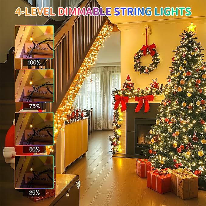 JMEXSUSS 500 LED Color Changing Christmas Lights, 173ft Warm White & Multicolor String Lights with Remote Outdoor Waterproof Christmas Tree Lights Plug in for Party Christmas Indoor Decor