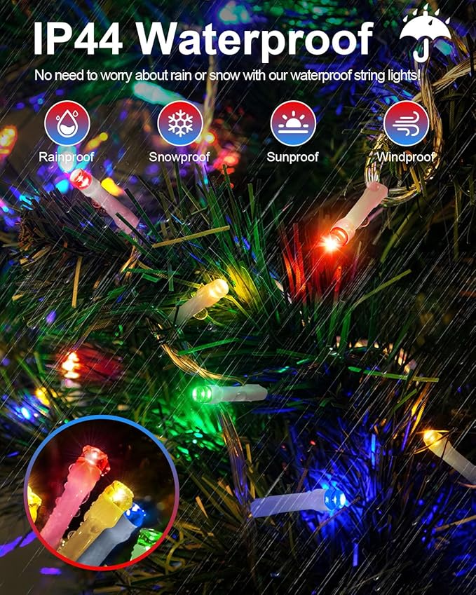 125FT 380LED Christmas Lights, Extra Long Outdoor String Lights Waterproof, Timer & Memory, 8 Modes Dimmable Plug in Fairy for Classroom Decor Outside Tree Wedding Patry Multicolor