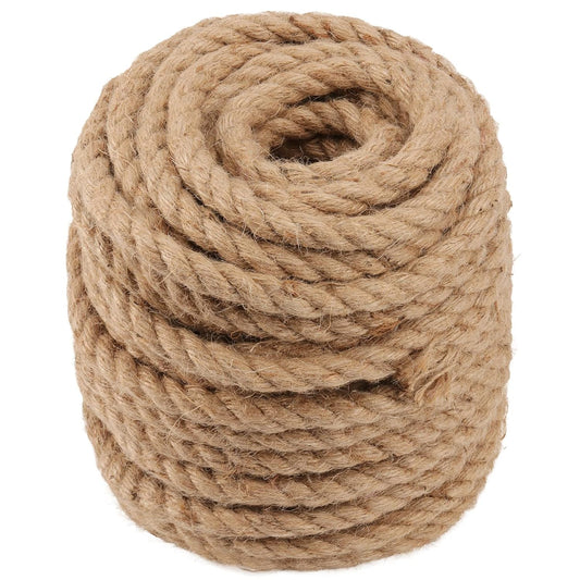 100 Feet 1/2 Inch Thick Natural Jute Rope, 12mm x 30m Strong Hemp Rope, Thick Twine Rope for Gardening