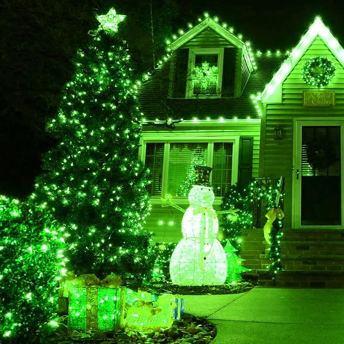 Uptotop Christmas 100 Count String Light, 20FT Plug in Waterproof String Light Decorations for St. Patrick's Day Party Carnival Supplies, Outdoor Yard Garden Decor (Green)
