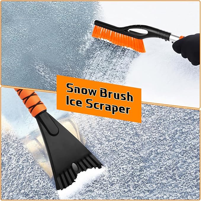 Snow Brush & Ice Scraper, 27'', Ice Scrapers for Car Windshield, Detachable Snow Removal Tool with Ergonomic Foam Grip for Cars, Suvs, Trucks