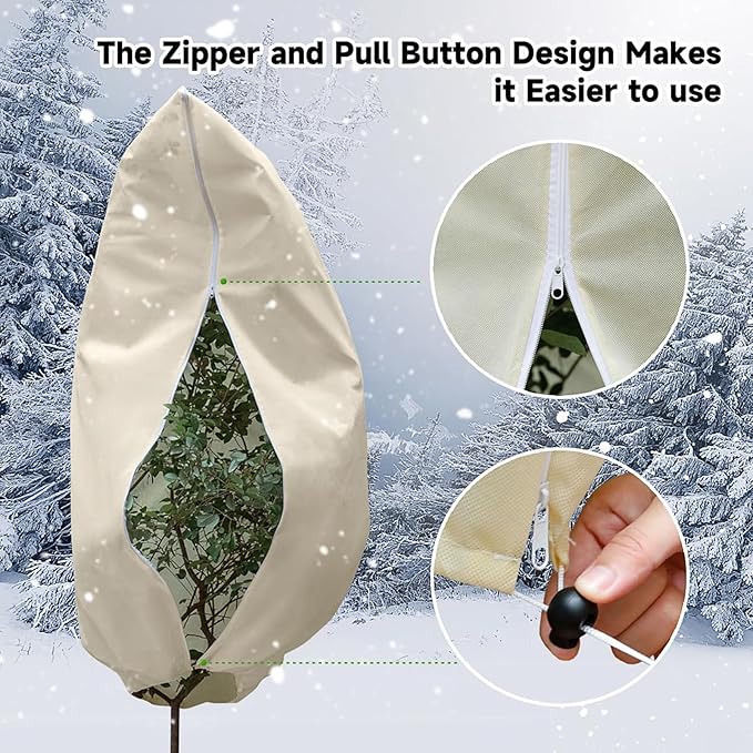 Winter Plant Covers Freeze Protection, 78.7 * 94.4inch Plant Covers for Winter, with Zipper and Drawstring, Suitable for Plants,Fruit Trees, Shrubs, and Potted Plants