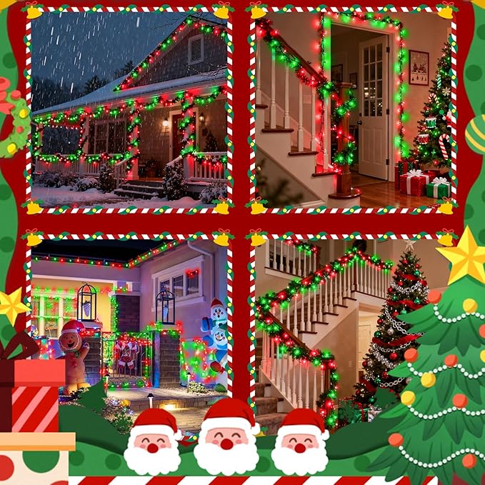 Voice Control 88ft 240LED Smart Christmas String Lights Outdoor/Indoor | String Lights Plug in with Remote, 12Modes, 7Voice Commands & Timers, Christmas Twinkle Light for Xmas Tree Decor (Red & Green)