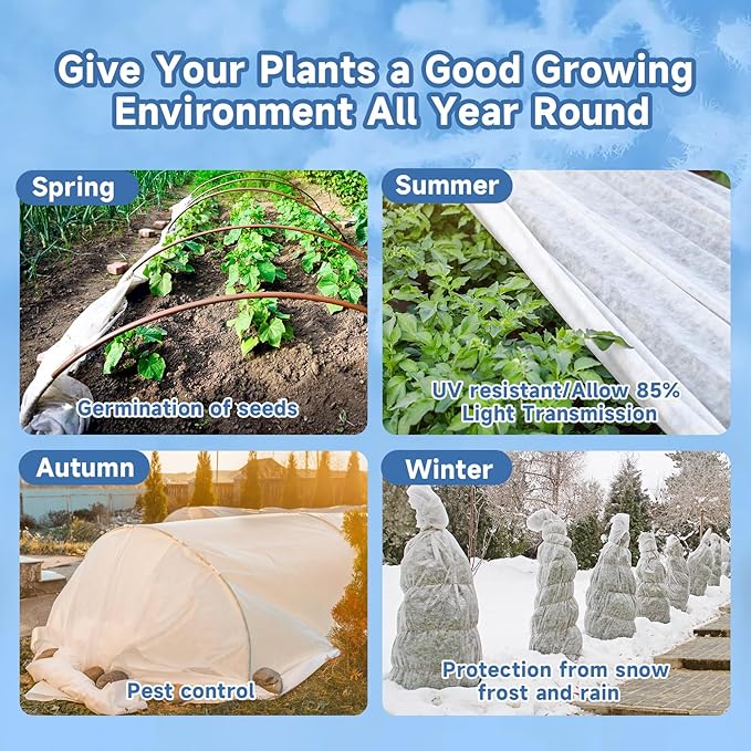 Plant Covers Freeze Protection,10 ft x 20 ft 1.1oz/yd² Thicker Floating Row Blanket Cover Fabric Plant Cloth for Winter Frost Snow and Garden Protection