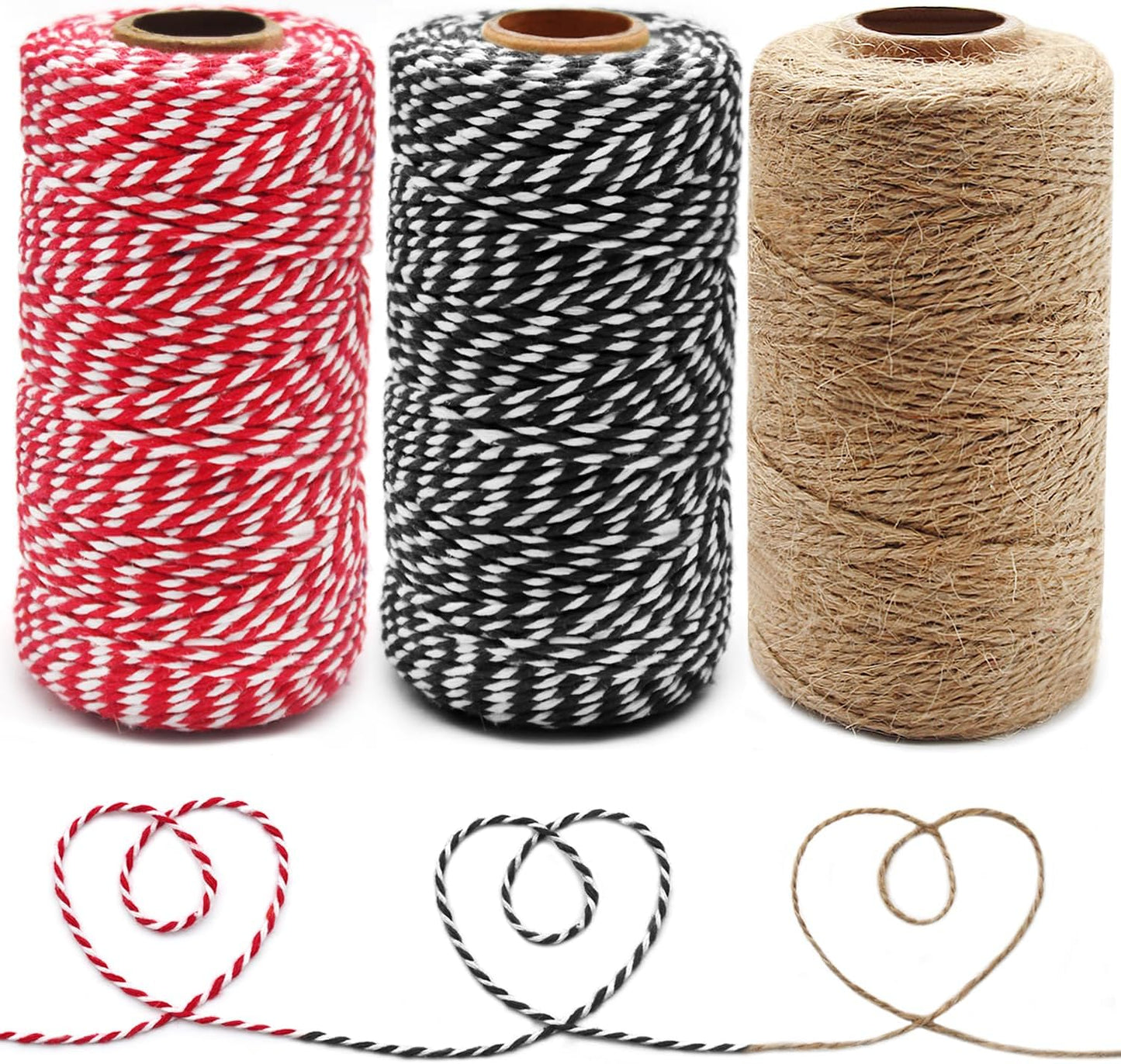 Anvin Cotton Twine - Natural Jute, Bakers & Butchers Twine, 984 Feet (Pack of 3, 10 Ply, 2mm Thick) for Arts, Crafts & Gardening