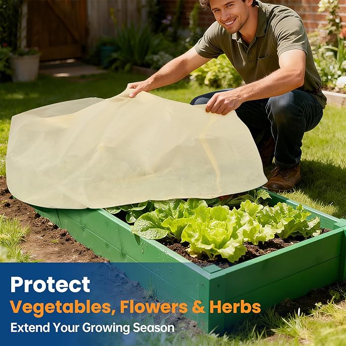 Plant Covers Freeze Protection, 2 Pack Garden Covers for Raised Bed, Frost Cloths for Outdoor Plants, Winter Protection for Vegetables & Flowers (55"×28"×18", Fit 2'×4' Bed)