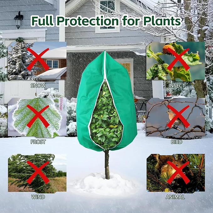 Yellow Plant Covers Freeze Protection 47.3"W x 71"H—2 Packs Insulated Plant Covers for Winter, Frost Blankets Frost Cloth for Outdoor Plants, Patio Winterizing, Tree Covers for Winter，Shrub Protection