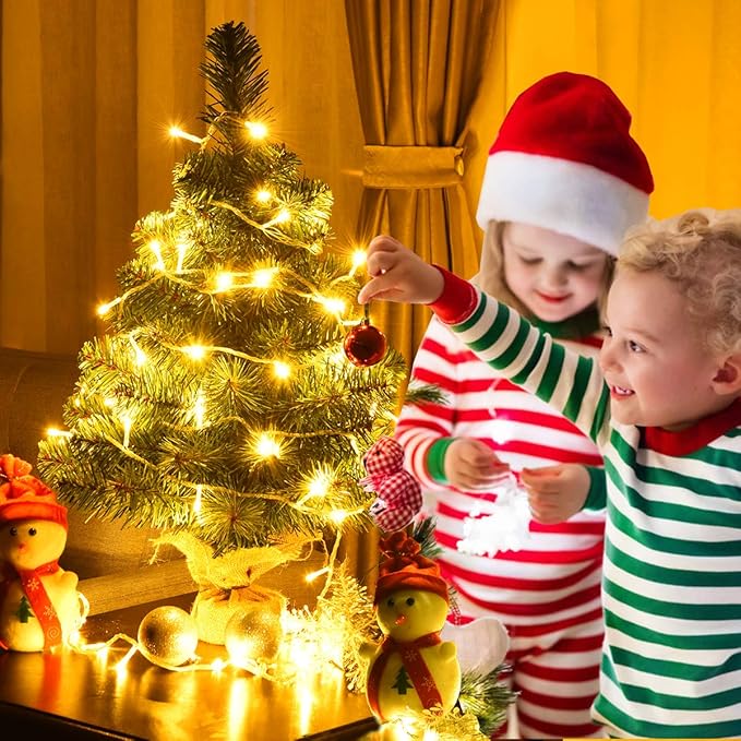 GOFLAME 3ft Mini Artificial Christmas Tree, Tabletop Spruce Christmas Tree with New PVC Material and Cement Base, Perfect for Indoor Decoration