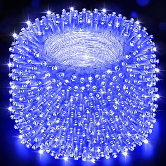 Heceltt Christmas Lights Outdoor, 522FT 1300 LED String Lights with 8 Lighting Modes, Timer Memory Twinkle Fairy Lights Waterproof Plug in for Xmas Tree Wedding Party Holiday Decor(Blue)