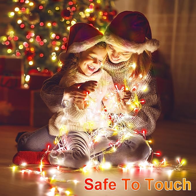 403 FT 1000 LED Christmas Lights Outdoor Decorations Super Long Fairy String Lights Waterproof 8 Modes Timer Clear Wire for Outside House Tree Patio Yard Wedding Party Holiday-Warm White & Red