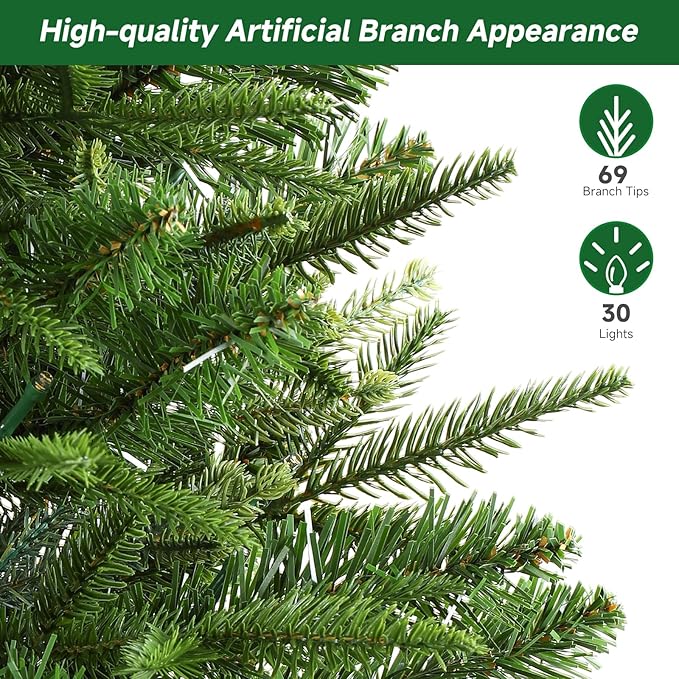 2 ft Small Mini Prelit Artificial Christmas Tree with Color LED Lights, Remote Control and Timer, Perfect PE+PVC Little Tabletop Christmas Tree for Table Top Decor, Home,Wedding, Dining Desk, 2 Foot