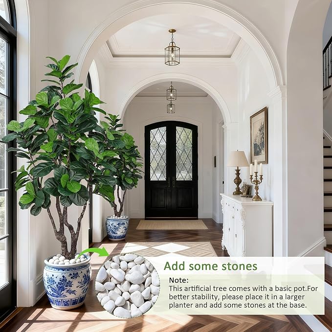 7FT Artificial Fiddle Leaf Fig Tree for Home Decor, Realistic Faux Plants Indoor Ficus Lyrata Trees in Pot, Fake Floor Plant for Living Room Office Christmas Housewarming Gift