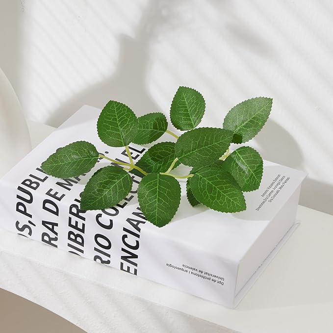 100 Pcs Artificial Green Rose Leaves Decoration,Bridal Wreath Decor,Wedding Party Birthday Proposal Decorations, Wreath/Green/Loose/Rose Leaves (green1)