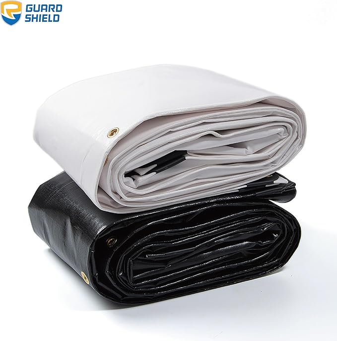 GUARD SHIELD Extreme Heavy Duty White Poly Tarp 16x20 Feet Cover Waterproof Tarps 20mil Thick UV and Tear Resistant Tarpaulin