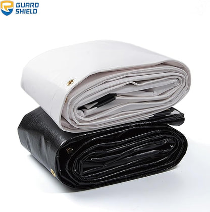 GUARD SHIELD Extreme Heavy Duty White Poly Tarp 8x10 Feet Cover Waterproof Tarps 20mil Thick UV and Tear Resistant Tarpaulin