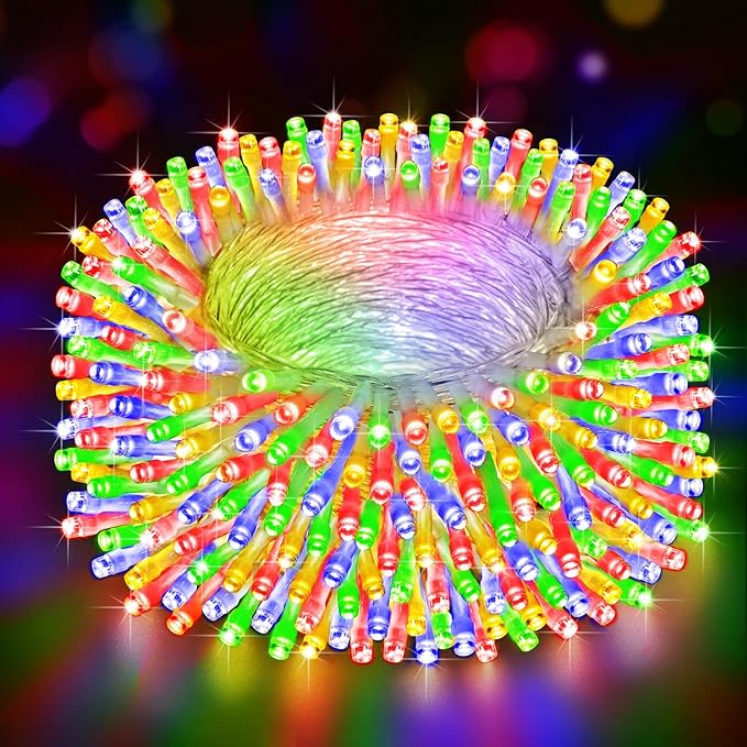 Heceltt Christmas Lights Outdoor, 125FT 350 LED String Lights 8 Modes and Timer Memory Function Twinkle Fairy Lights Waterproof Plug in for Xmas Tree Wedding Party Holiday Decor(Multicolor)