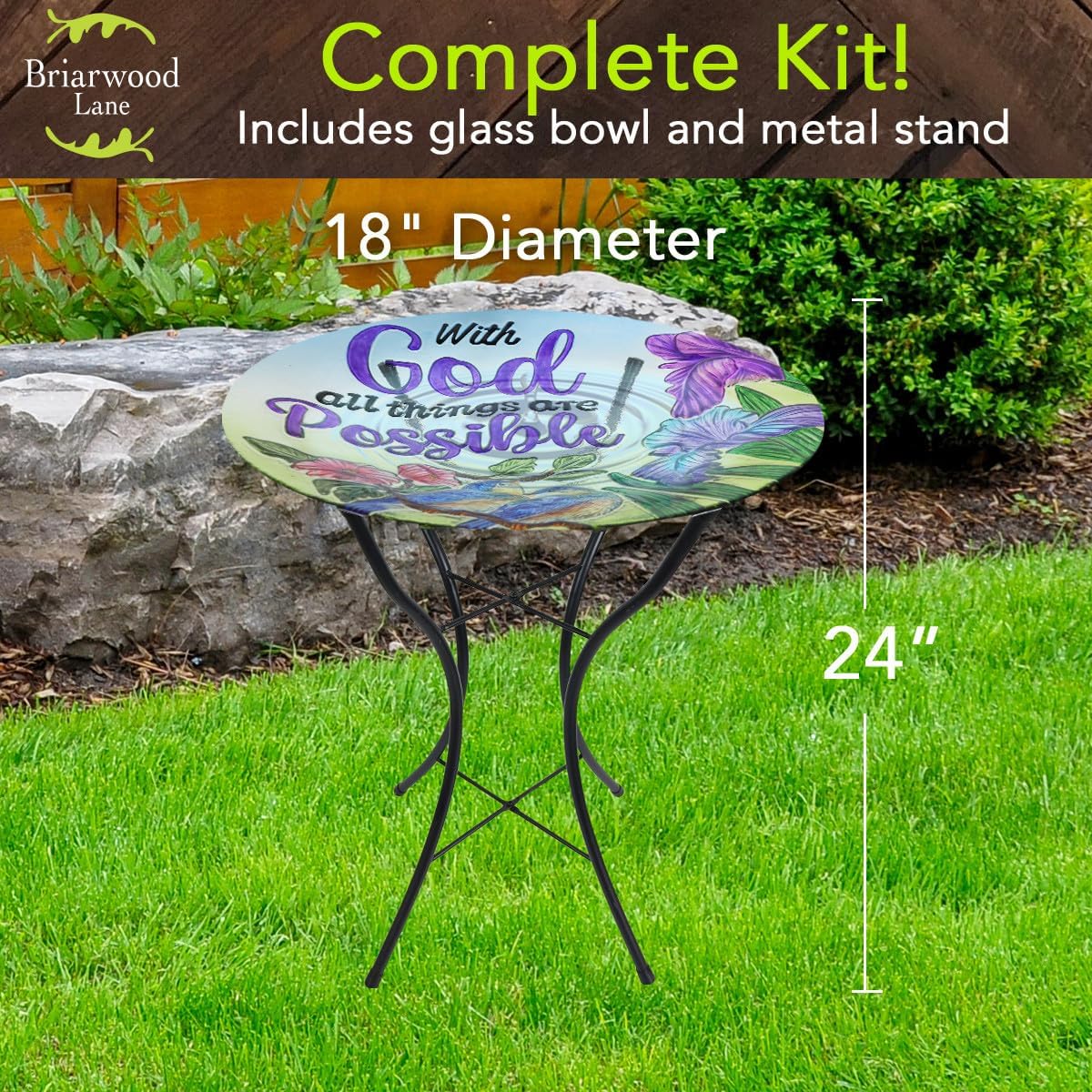 Briarwood Lane Cardinals and Sunflowers Glass Birdbath