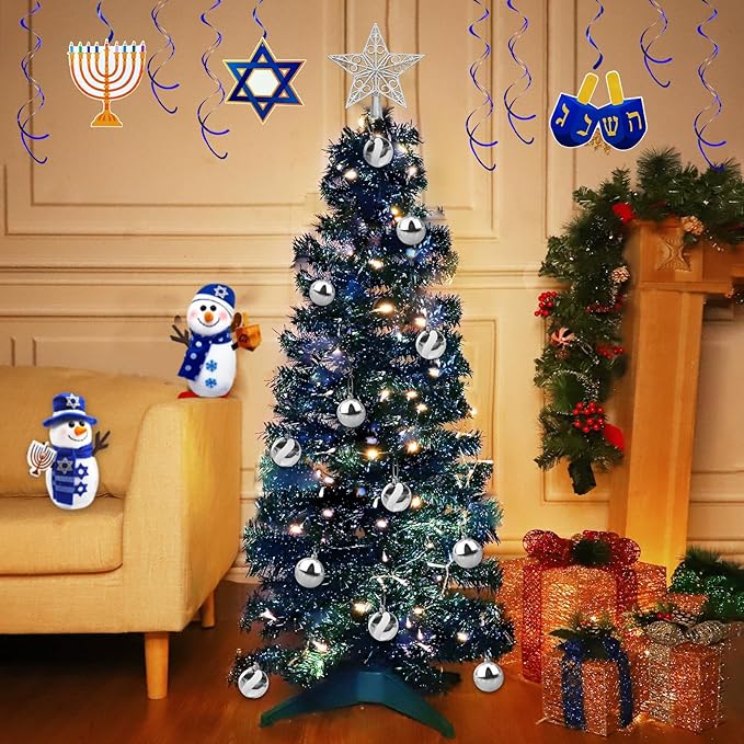 4 Ft Christmas Tree Remote Control 8 Modes Dual Color Change Timer 100 Warm White&Colored Lights 18 Christmas Ball Ornaments 3D Star Battery Operated Small Xmas Tree Table Indoor Holiday Party Decor