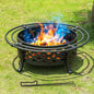 36 Inch Fire Pit with 2 Loops,Crossweave Wood Burning Fire Pits for Outside,with Spark Screen,Fire Poker,Round Outdoor Firepit for Patio,Yard,Garden,Camping,Bonfire(36''Black)