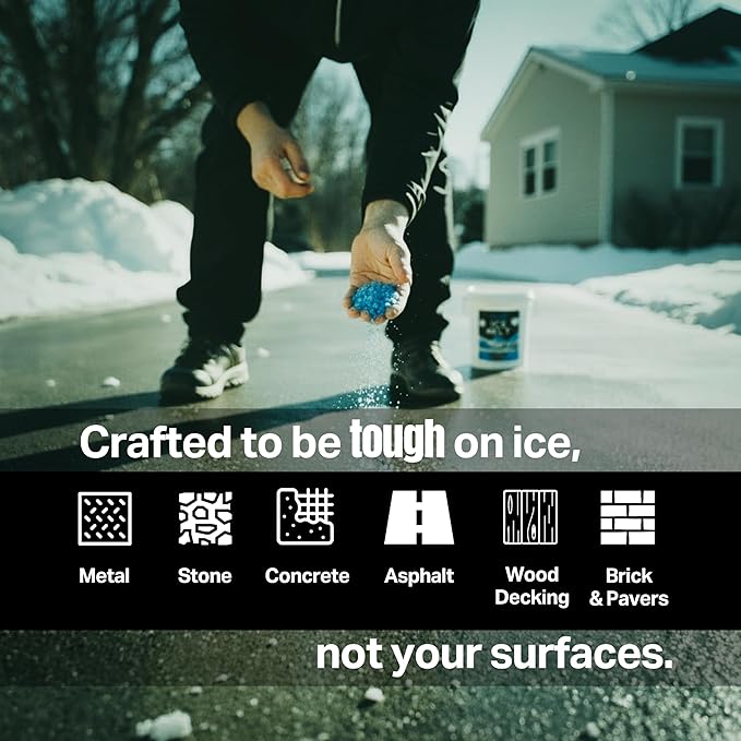 Blue Ice Melt -25°F Effective, Pet Safe Eco-Friendly De-Icer, Fast-Acting Granules for Driveways, Walkways & Entryways, 20 lb Pail