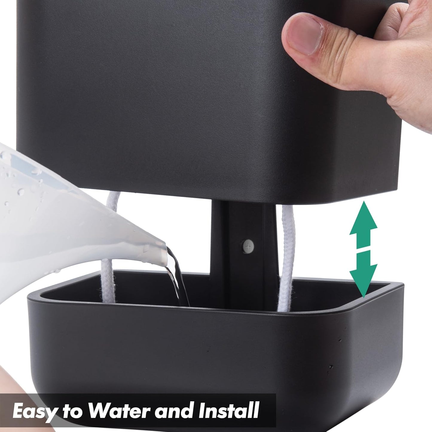 Phoenix Vine 6.5-Inch Wall Mounted Self-Watering Planter Pot for Indoor Houseplants and Herbs | Modern Hanging Planter for Window Sills, Bathroom Walls, Home & Office Décor, Black, Set of 3, 01-WP-B-3