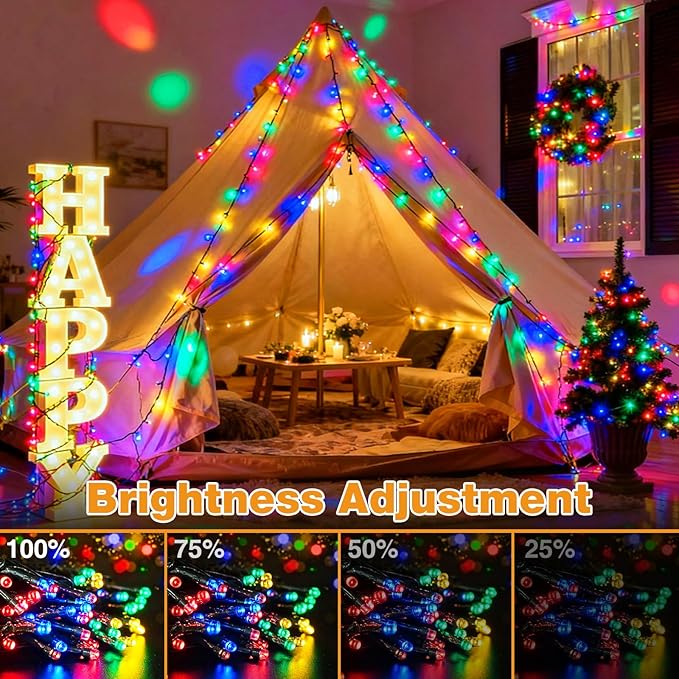 btfarm Color Changing Christmas Lights Outdoor, 49FT 100 LED Christmas Tree Lights Indoor with Remote, Timer Twinkle String Light Waterproof for Xmas Wedding Party Decor, Warm White & Multicolor