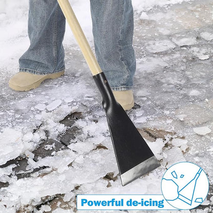 Lasnten 42 Inch Heavy Duty Stainless Steel Ice Chopper with Advanced Wooden Handle Ice Scraper Snow Removal Equipment for Driveway Sidewalk Roads