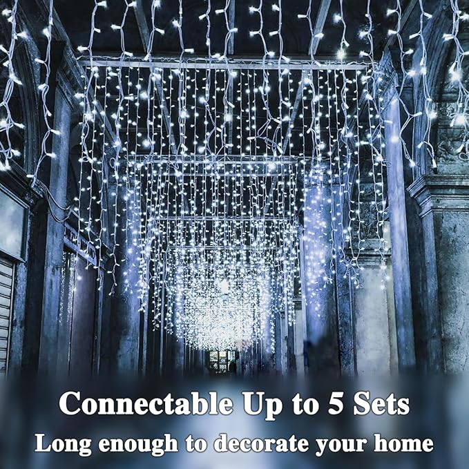 180FT 500LED Extra-Long String Lights Indoor Outdoor Clear Wire, Cold White Christmas String Lights, Plug in Twinkle Fairy Light With Timer and Memory For Wedding Patio Tree Yard Christmas Decorations
