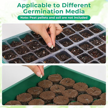 192 Cells Seed Starter Tray, 4 Packs Seed Starter Kit with Humidity Vented Domes and High Lid, Germination Kit for Indoor Greenhouse Seed Starter