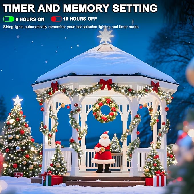 393 FT Christmas Light 1000 LED Xmas Lights Outdoor LED Christams String Lights Waterproof 8 Modes & Timer, Fairy Lights Plug in for Weeding, Patio, Party, Holiday,Christmas Decor (Cool White)